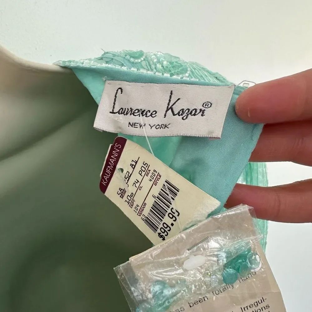 Laurence Kazar Women’s Silk Misty Light Turquoise Heavily Embroidered Beaded and - Picture 3 of 15